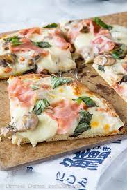 Mushroom And Ham White Pizza Roasted Garlic White Sauce With Sauteed Mushrooms Cheese And Ham Make Fo Ham Pizza Recipes Vegetable Pizza Recipes White Pizza