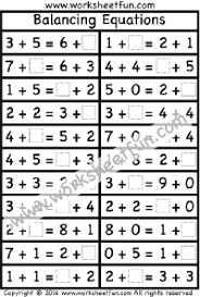 Determine the number that will correctly balance each equation. Balancing Equations First Grade One Worksheet Free Printable Worksheets Worksheetfun