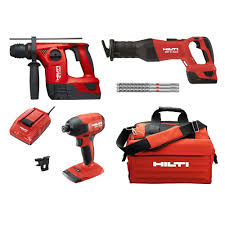 Hilti 22 Volt Lithium Ion Cordless Sds Chuck Hammer Drill Reciprocating Saw Impact Drill Driver Combo Kit 3 Tool 3554478 The Home Depot Combo Kit Reciprocating Saw Drill Driver