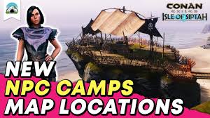 It has an island in the middle of the lake that is surrounded by luscious greenery and the sun shines on the. New Npc Camp Locations For Capturing Thralls Guide Conan Exiles Isle Of Siptah Youtube