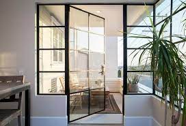 Expansive panels slide open easily and intuitively, stacking against each other or tucking away out of sight into a wall pocket. Steel And Glass Balcony Door Transitional Deck Patio Balcony Doors Balcony Design French Balcony