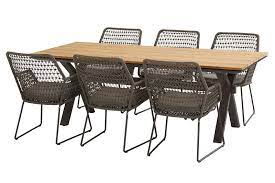 4 seasons outdoor babilonia tuinset met 6 stoelen en teak goa conrad tafel met aluminium poten inclusief kussens in 2020 tuinsets goa stoelen