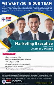 Marketing Executive At Icbt Campus Career First Marketing Jobs Marketing Best University