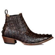 Botina Exótica Country Masculina Bico Fino Couro Jacaré Café Escuro | JM  Country