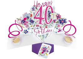 40 Jaar 3d Verjaardagskaart Pop Ups Happy 40th Birthday Bloemen Muller Wenskaarten