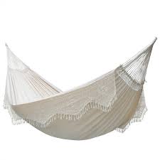 Brazil's hammock artisans of ceará create a masterpiece of style and comfort, bordered with lavish fringed lace, crocheted by hand. Vivere Authentic Elegant Brazilian Double Hammock Target