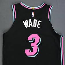 While the influence of miami vice on the design is undeniable, the main inspiration came from the bright neon signs that are one of the. Dwyane Wade Miami Heat Game Worn City Edition Jersey 2018 19 Season Nba Auctions