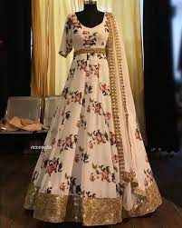 If you want an evening. Beautiful Floral Printed Georgette Silk Anarkali Gown Designer Dresses Indian Indian Gowns Dresses Indian Gowns