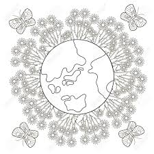 You can use our amazing online tool to color and edit the following free coloring pages flowers and butterflies. Planet Flowers And Butterflies Coloring Page Vector Illustration Royalty Free Cliparts Vectors And Stock Illustration Image 141866478