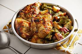 Sheet Pan Greek Roasted Chicken With Garlic Broccoli And Potatoes Recipe In 2020 Garlic Broccoli Greek Roasted Chicken Broccoli And Potatoes