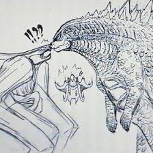 I think this is what godzilla was originally intended to do in the movie but due to his inexperience, he messed up by using his atomic breath instead of his tongue. Godzilla X Female Muto Brigidodagdag888 Profile Pinterest