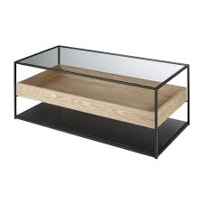 2 tables de verre de la maison de meubles française roche bobois verre épais, très massives et lourdes peuvent être placées séparément, une comme table de centre et l'autre comme table de coin. Table Basse En Verre Trempe Et Metal Noir Raven Maisons Du Monde