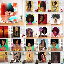 African American Black Art Shower Curtains Afro African American Woman Fabric Shower Curtain Hooks 180cm Bathroom Curtains Unbranded Fabric Shower Curtains Girls Shower Curtain African Shower Curtain