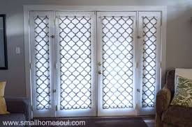 However there is a solution, buy shallow blinds, shades or shutters for your french and patio doors that fit comfortably between the door and decorative handles. Simple French Door Curtains Easy Diy Tutorial Girl Just Diy