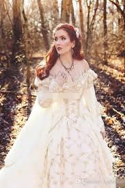 Vintage Medieval Celtic Wedding Dress 2017 Custom Made Off The Shoulder Castle Church Gold App Fantasy Gowns Medieval Celtic Wedding Dress Celtic Wedding Dress