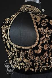 Black And Gold Blouse Black Velvet With Gold Work Blouse Designs Indian Indian Blouse Blouse Designs