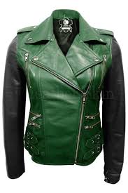 Leather Skin Women Green Brando Genuine Leather Jacket With Black Sleeves Leather Jackets Women Green Leather Jackets Genuine Leather Jackets