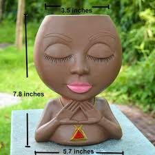 フェイスプランター フェイスプランターポット ヘッドプランター 植木鉢 屋内用 排水付き 小さな植木鉢 多肉植物 7インチの植木鉢  フェイスフラワーポット 植物花瓶 新築祝いのギフト 新しい家の装飾 ブラウン