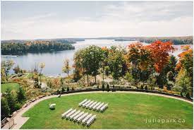 A muskoka wedding by toronto wedding photographer ikonica images alex jardine featuring sunset photos on lake rosseau aboard a vintage 1912 launch. Jw Marriott Muskoka The Rosseau Wedding Julia Park Photography