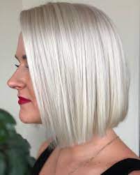 Icy White Platinum Blonde Bob By Aveda Artist Laura Jurek Johnson Blonde Bob Hairstyles Platinum Blonde Bobs White Blonde Bob