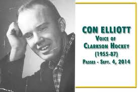 Con Elliott, Voice of Clarkson Hockey (1955-87), Passes