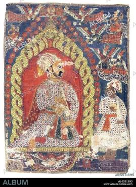 Example of a classical Malla royal portrait painting, AI generated