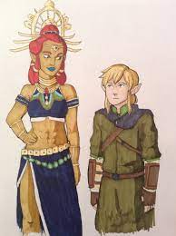 Just a nerd who likes stuff : Riju and Link aged up! I'm pretty sure the  Gerudo...