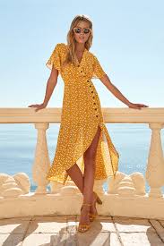 After Bloom Delight Golden Yellow Floral Print Midi Dress In 2020 Summer Dresses Sundresses Yellow Floral Print Dress Floral Print Midi Dress