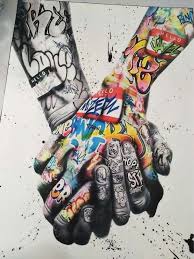 Street Graffiti Lover Hands Art Wall For Living Room Decor Everest Show Room Street Art Graffiti Art Tattoo Street Graffiti