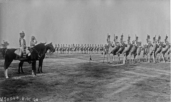 The Ganga Risala / Bikaner Camel Corps of Maharaja Ganga Singh of Bikaner . The Maharaja and Prince of Wales reviewing the troops. ca. 1921 . . #camelcrops #bikaner #raajghraanno #royal #india #