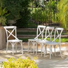 Shop for white outdoor dining chair online at target. Noble House Danish French White Plastic Outdoor Dining Chairs 4 Pack 40730 The Home Depot
