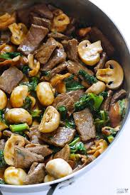 Ginger Beef Mushroom Kale Stir Fry Gimme Some Oven Recipe Recipes Healthy Meats Healthy Recipes