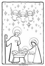 Holy Family Coloring Famille Sainte Coloriage Creche De Noel