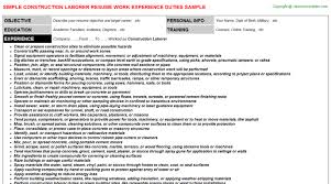 construction laborer resume sample