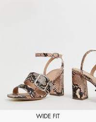 23 Size 9 New Look Wide Fit Buckle Detail Sandal In Pink Snake Pink Snake Asos Sandals