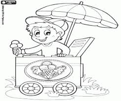 Desenhos fofos kawaii para pintar. Um Cara Com Um Carrinho De Sorvete Para Colorir E Imprimir