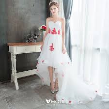 Die kurzen und knielangen brautkleider. Erschwinglich Weiss Sommer Strand Brautkleider Hochzeitskleider 2019 A Linie Herz Ausschnitt Armellos Ruckenfreies Rot Applikationen Spitze
