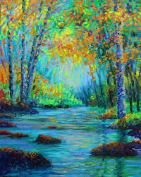 Iris scott prints on canvas, including chicken of the sea, shakin' off the blues and others. Brook Study Iris Scott Original Painting Finger Paint Art Finger Painting Landscape Paintings Acrylic