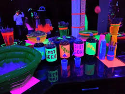 I especially enjoy the fabulous dessert table backdrop; Neon Party Ideas Sweet Sixteen Pinterest Neon Party Blacklight Party Neon Birthday