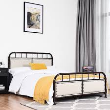Bed frame for headboard and footboard full size. Full Size Metal Bed Frame Platform Bed Upholstered Panel Headboard Footboard Best Buy Canada