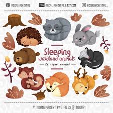 Sleeping Woodland Animals Clipart Set 1 Fox Forest Friends Etsy Animal Clipart Woodland Animals Sleeping Animals