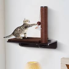 Looking for a new cat perch or cat shelf for your favorite kitty? Pawhut Cat Climbing Frame Shelf Wall Mounted W Mat And Toy With Durable Hemp Ropes Hammock Pet Furniture Play House Brown Cat Tree Aosom Canada