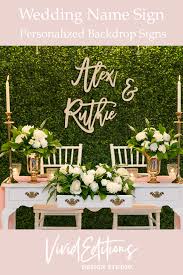 Bride Groom Name Backdrop Sign 3pc Set Acrylic Or Wood In 2020 Sweetheart Table Backdrop Wedding Decorations Wedding Cake Table