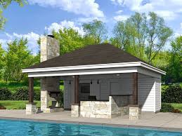 062p 0006 Pool House Features Bar Grill Vaulted Lanai Pool Bath Storage Area Pool House Plans Pool House Designs Pool Houses