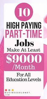 10 High Paying Part Time Jobs Make At Least 9000 Month For All Education Levels In 2021 Part Time Jobs Data Entry Jobs Online Jobs From Home