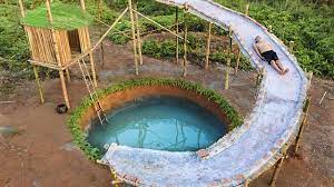 Build Water Slide House Around Underground Swimming Pool - Youtube