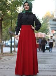 Duz Verev Etek Kirmizi Pinar Sems Muslimah Fashion Turkish Hijab Style Fashion