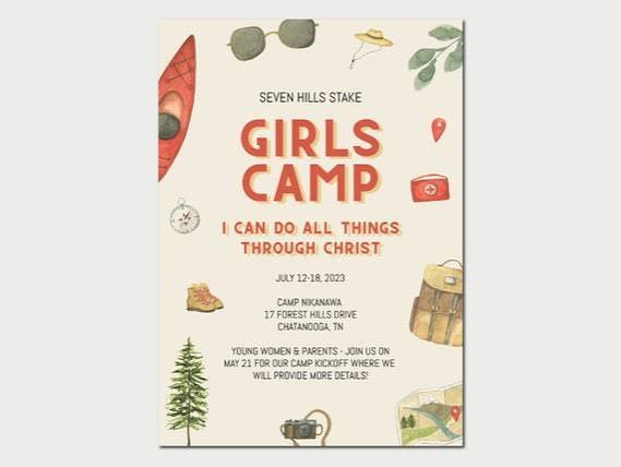 LDS Girls Camp Invitation | Young Women's Camp Invite | Girls Camp Invite |  LDS Young Women Camp | 2023 LDS Youth Theme Invite - Etsy