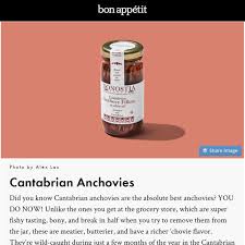 Bon Appetit Recommends Donostia Foods Cantabrian Anchovies Seafood Gift Bon Appetit Magazine Anchovies