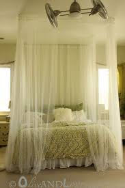 Ceiling Mounted Bed Canopy Consisting Of Eyebolts Turn Buckles And Wire Thread Through Sheer Curtains Canopy Bed Diy Home Home Decor